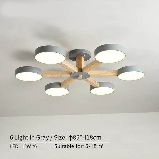 Modern Wooden Ceiling Light For Living Room 3/6/8 Lights Indoor Led Lights Luminaire Suspension Decoration Bedroom Hanglamp