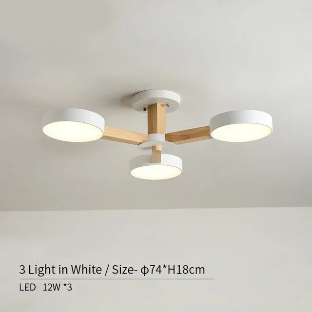 plafonnier moderne en bois à éclairage led pour décoration intérieure
