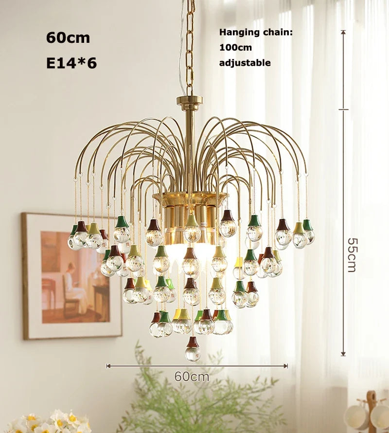 plafonnier tendance angel's tear en cristal lumineux élégant pour intérieur