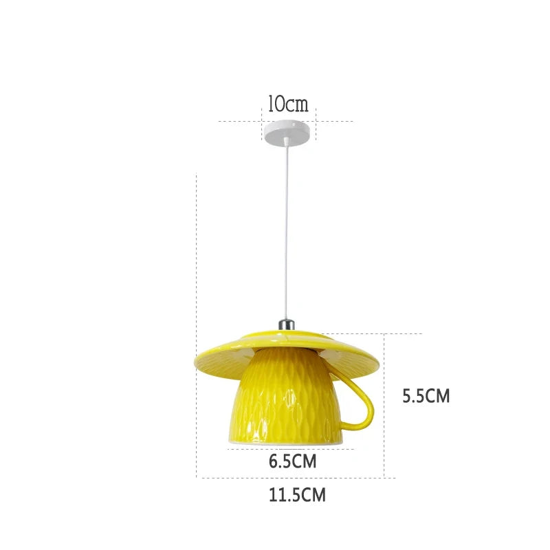suspension en céramique design art thé éclairage led g4