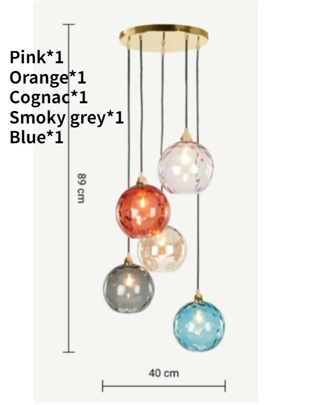 Lustre boule de verre coloré nordique lampes suspendues moderne Grain d'eau Restaurant cuisine luminaire suspendu chambre lampe de chevet