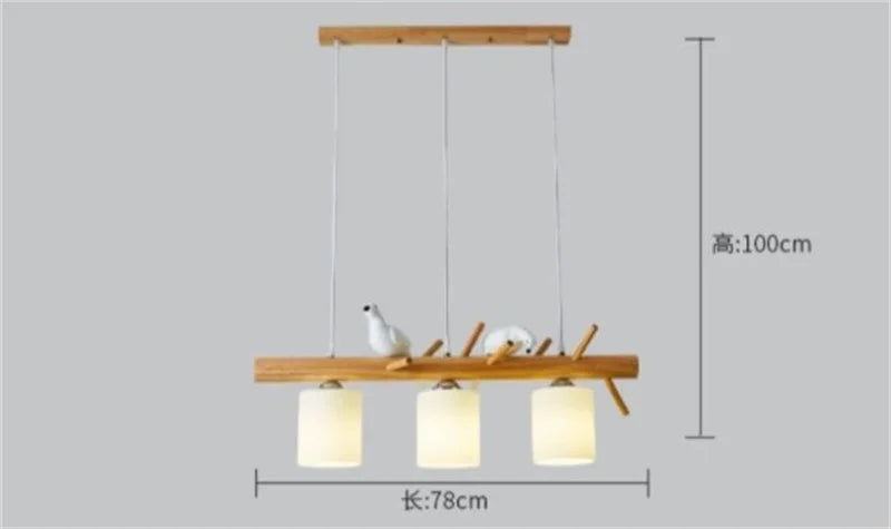 lustre en bois japonais abat-jour en verre décoration intérieure