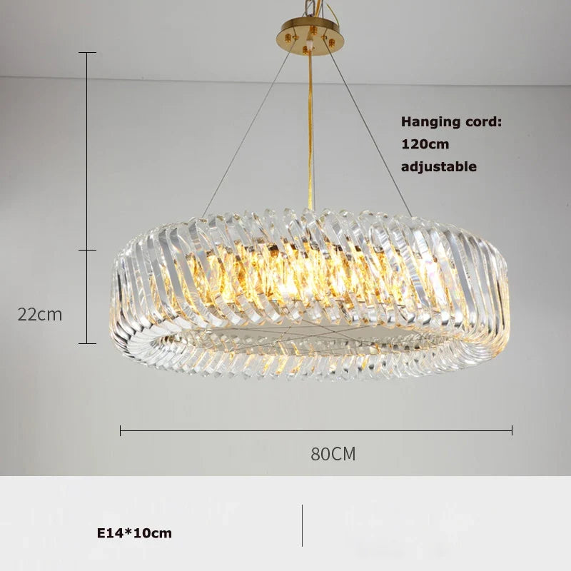 lustre moderne rond à intensité variable led cristal