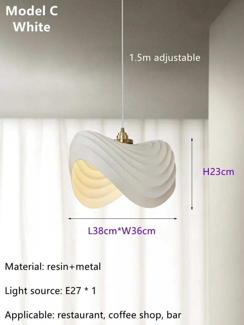 Nordic Minimalist Wabi Sabi Cream Style LED Dining Room Cafe Pendant Light Restaurant Bar Loft Home Decor Lamp Stairs Chandelier