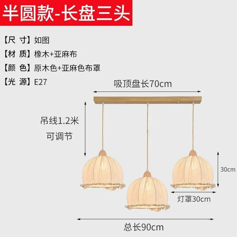 Lustre nordique en tissu de coton et de lin
