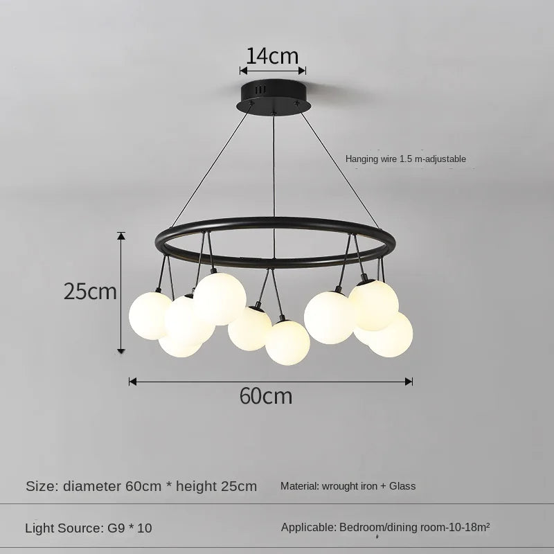 lustre led moderne en verre pour décoration intérieure