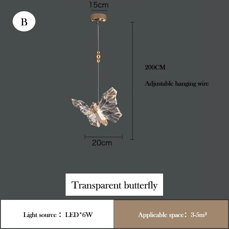 lustre papillon lumineux pour chambre d'enfants créative