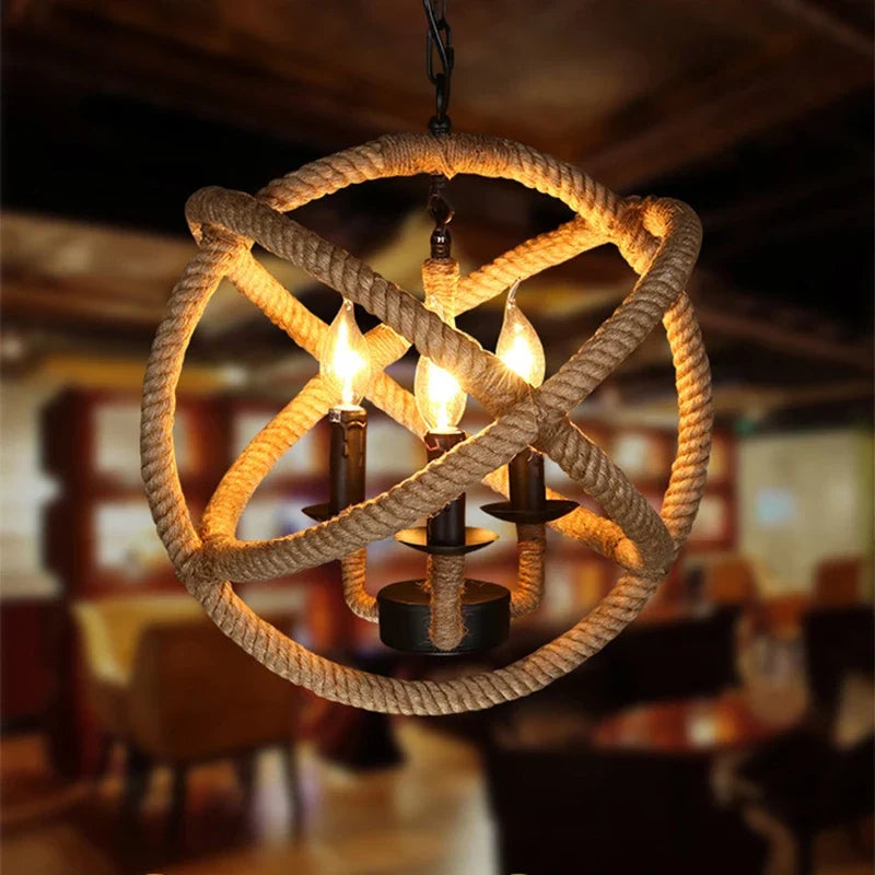 suspension rustiques industrielles avec corde pour intérieur