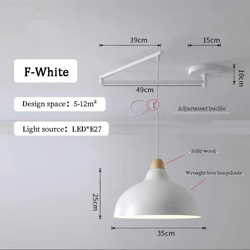 Lustres à bascule de Table à manger modernes LED peuvent être déplacés lampes à long poteau nordique Simple télescopique pliant lustre à bras Long
