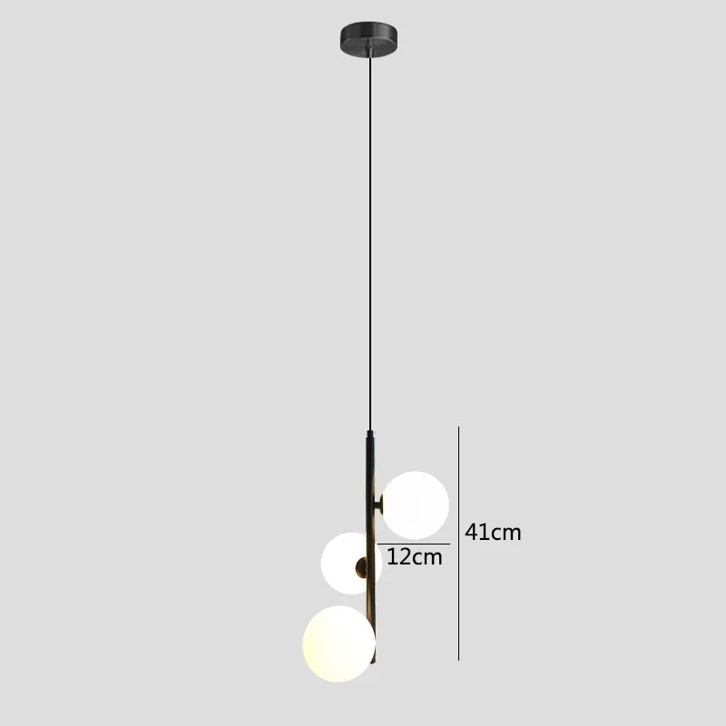 suspension moderne en verre et laiton noir design lumineux