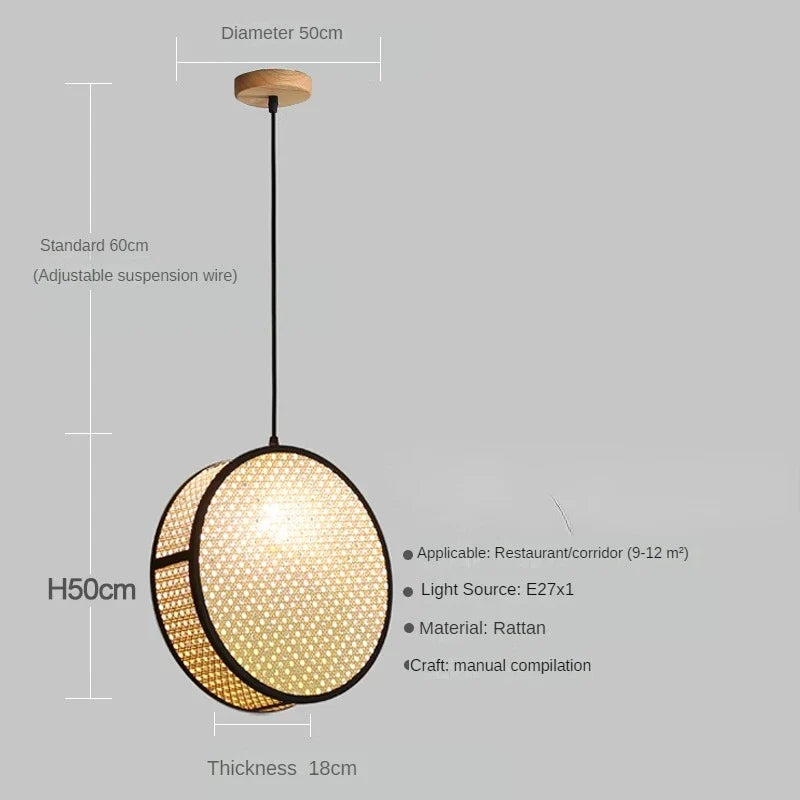 2024 Japanese style Quiet Wind Restaurant Bar, Restaurant Island, Homestay Bedhead Vine Weaving Art Pendant Light