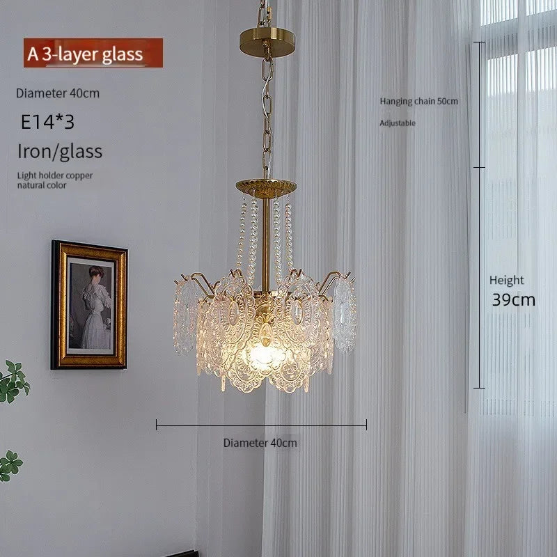 suspension moderne en verre clair style français luxe