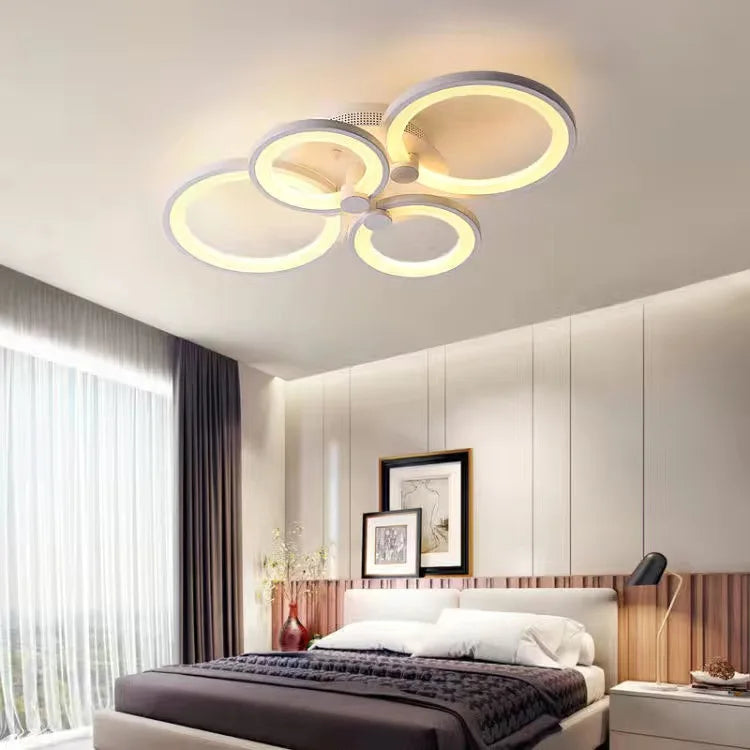 lustre moderne à leds avec anneaux ronds pour éclairage intérieur