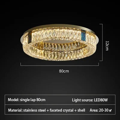 plafonnier en cristal de luxe à led pour décoration intérieure