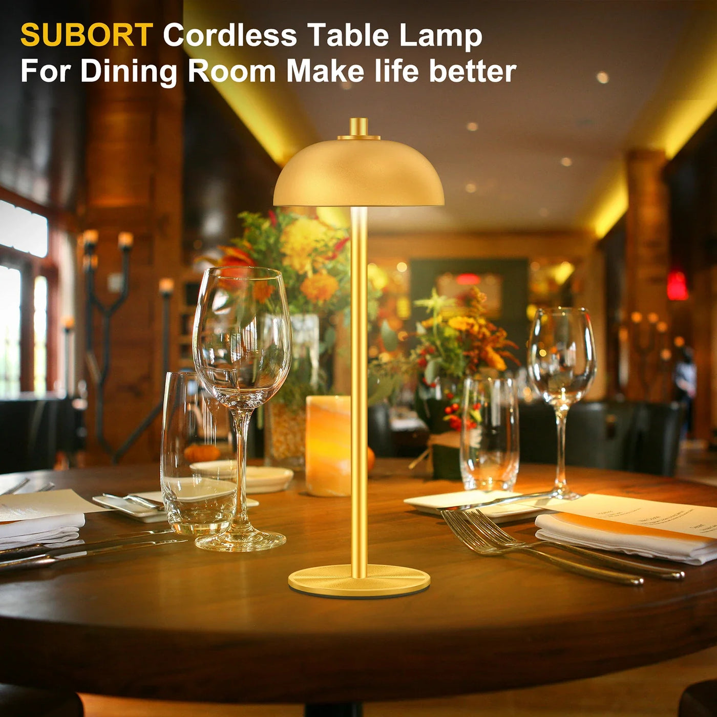 SUBORT Lampe de Table pour Chambre à Coucher Lampe Tactile sans Fil Rechargeable Camping Champignon Lampe créative Lumière d'ambiance USB-C Lampe de Bureau
