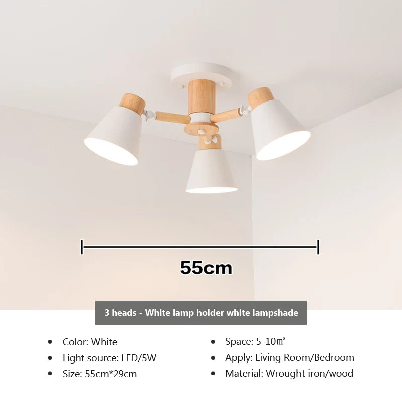 lustre nordique en bois massif éclairage moderne pour hôtel et restaurant