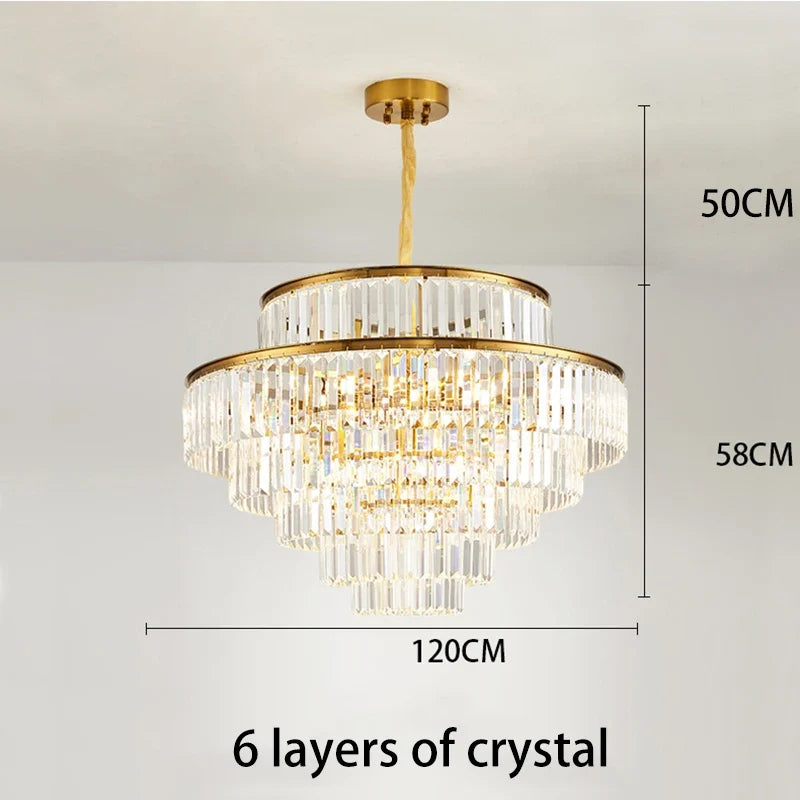 lustre moderne en cristal doré pour éclairage décoratif intérieur
