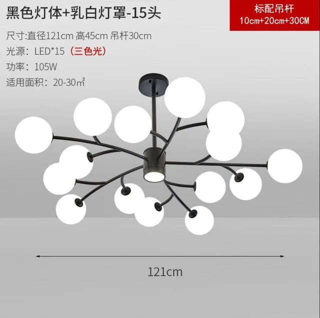lustre nordique en verre led pour décoration de cuisine