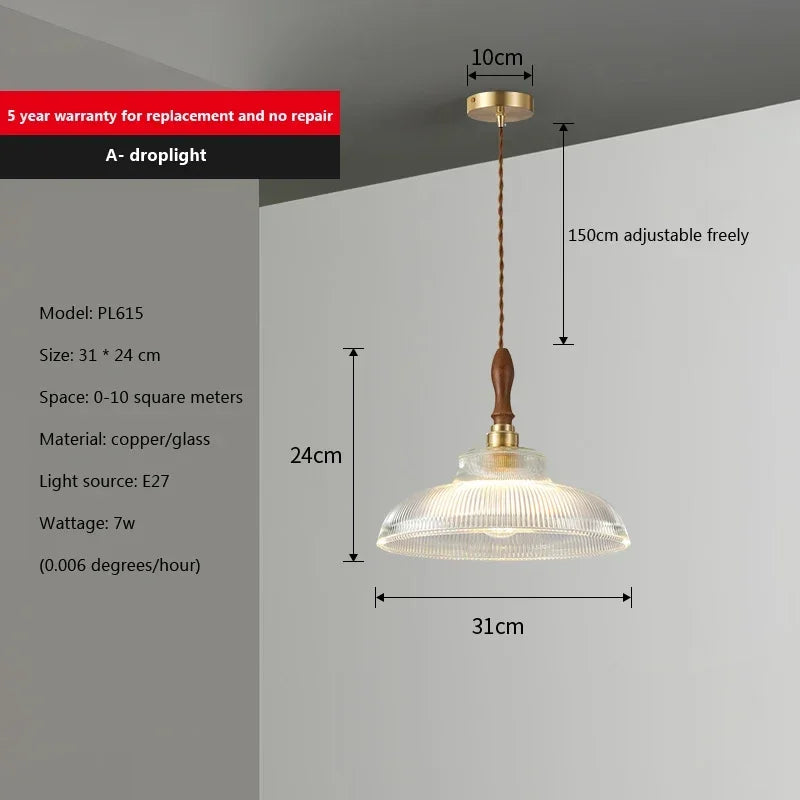 suspension en verre moderne pour cuisine et salle à manger