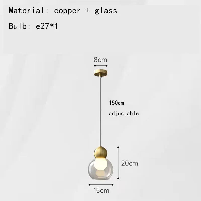 suspension moderne en verre transparent décorative et réglable