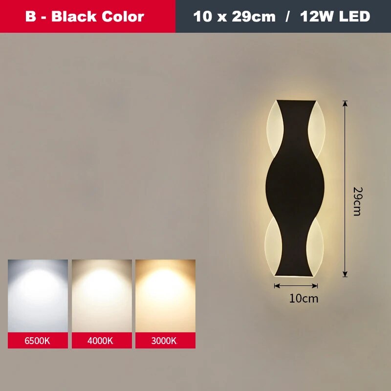 Applique murale LED moderne en forme de vague pour couloir intérieur