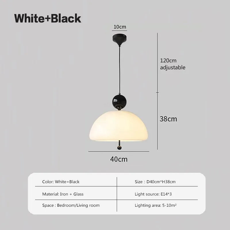 Suspension LED nordique en verre champignon
