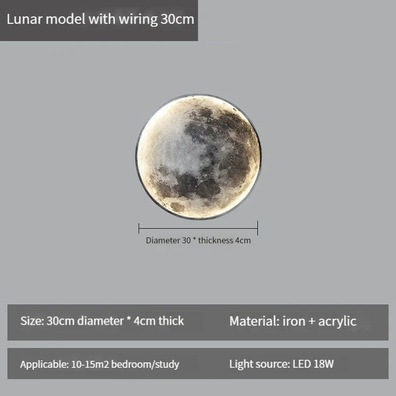 applique murale lune moderne avec intensité variable et télécommande led
