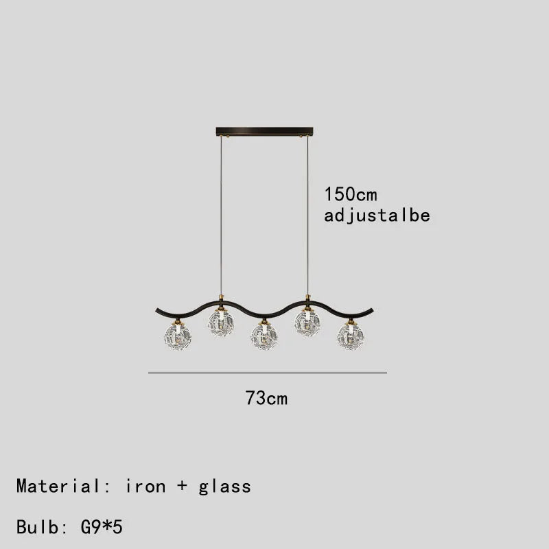 suspension moderne en verre et métal pour intérieur