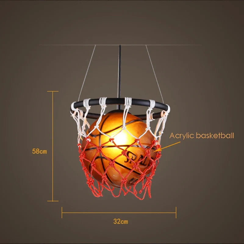 suspension en acrylique avec design panier de basket-ball