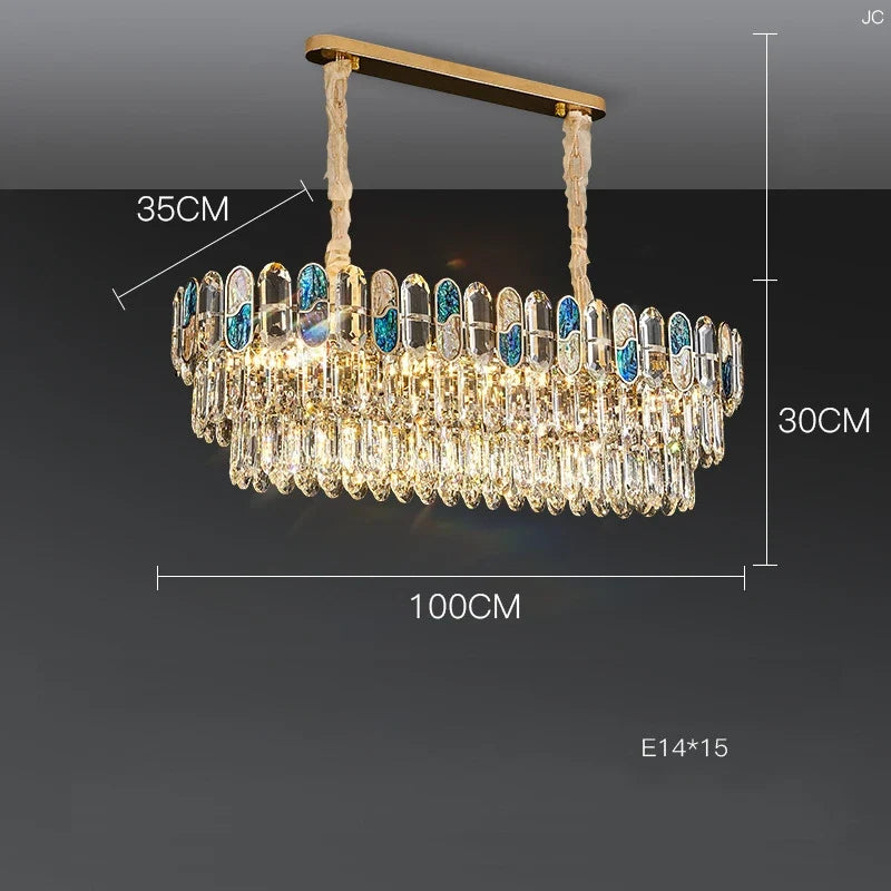 plafonnier led art déco en cristal doré et acier inoxydable