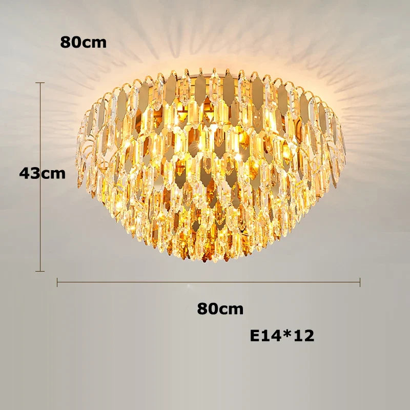 lustre à led de luxe en or chromé pour décoration moderne