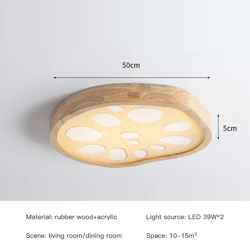 2023 New Lotus Root Ceiling Lamp for Living Room Bedroom Children's Study Kitchen Home LED Light Fixture Modern Wood Chandelier
