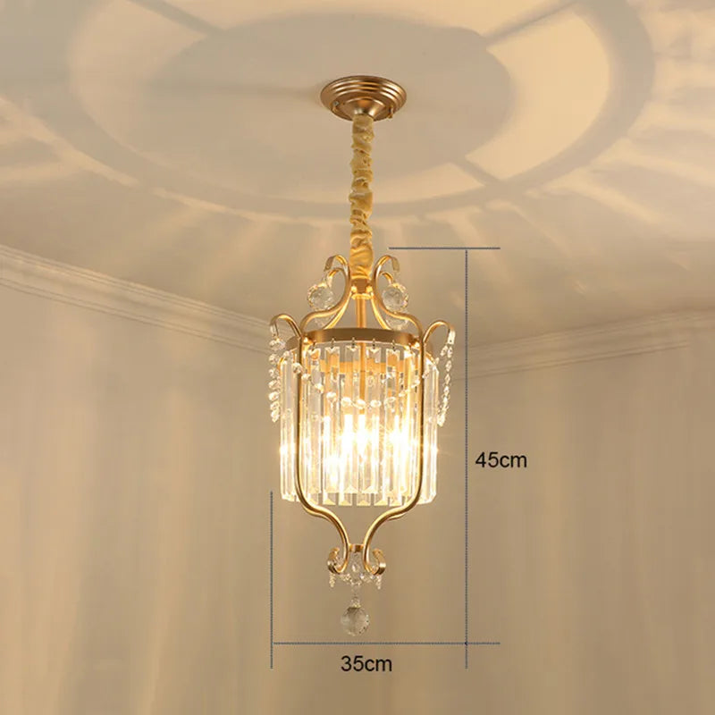 lustre moderne en cristal doré pour intérieur lumineux