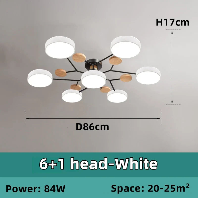 lustre en bois led style nordique pour diverses pièces
