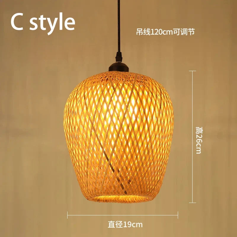 lustre style chinois fait main en bambou tissage pastoral vintage