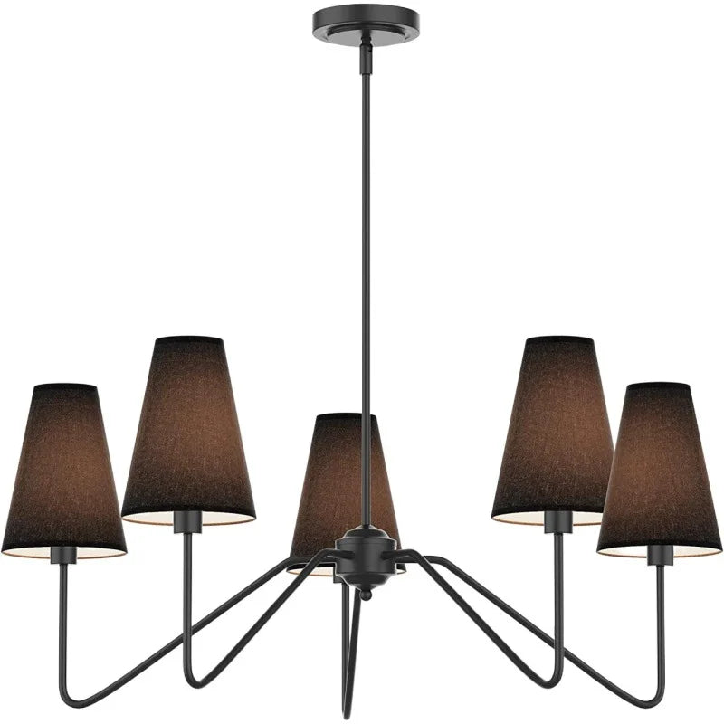 Lustres classiques or poli/noir avec abat-jour en lin blanc lustre moderne de chambre à coucher