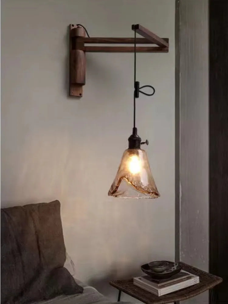 applique murale pliante japonaise en noyer pour un style rétro