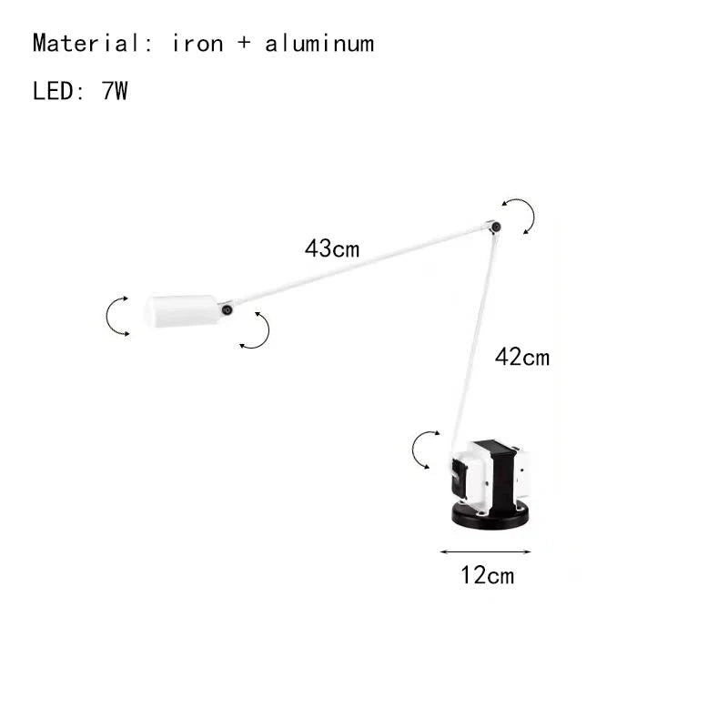 lampadaire led minimaliste long bras métal prise adaptée