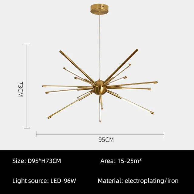 lustre vintage design spoutnik à branches en fer