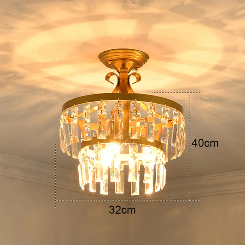 lustre moderne en cristal doré pour intérieur lumineux