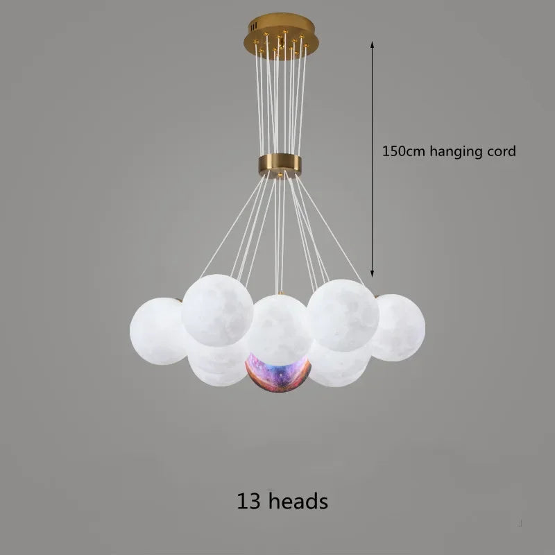 lustre led 3d lune bulle boule suspension décoration luminaires
