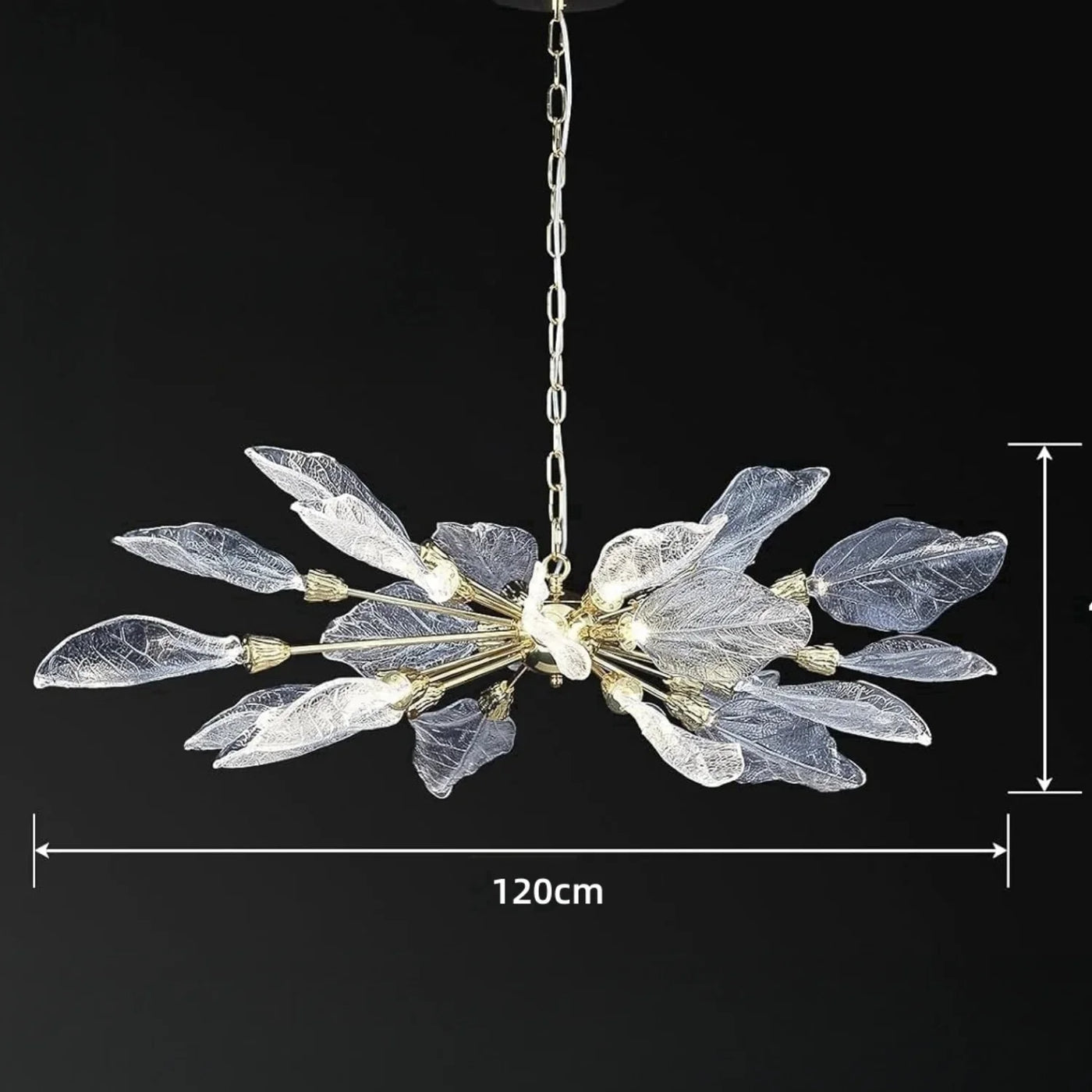 lustre moderne en métal avec design élégant et feuilles décoratives