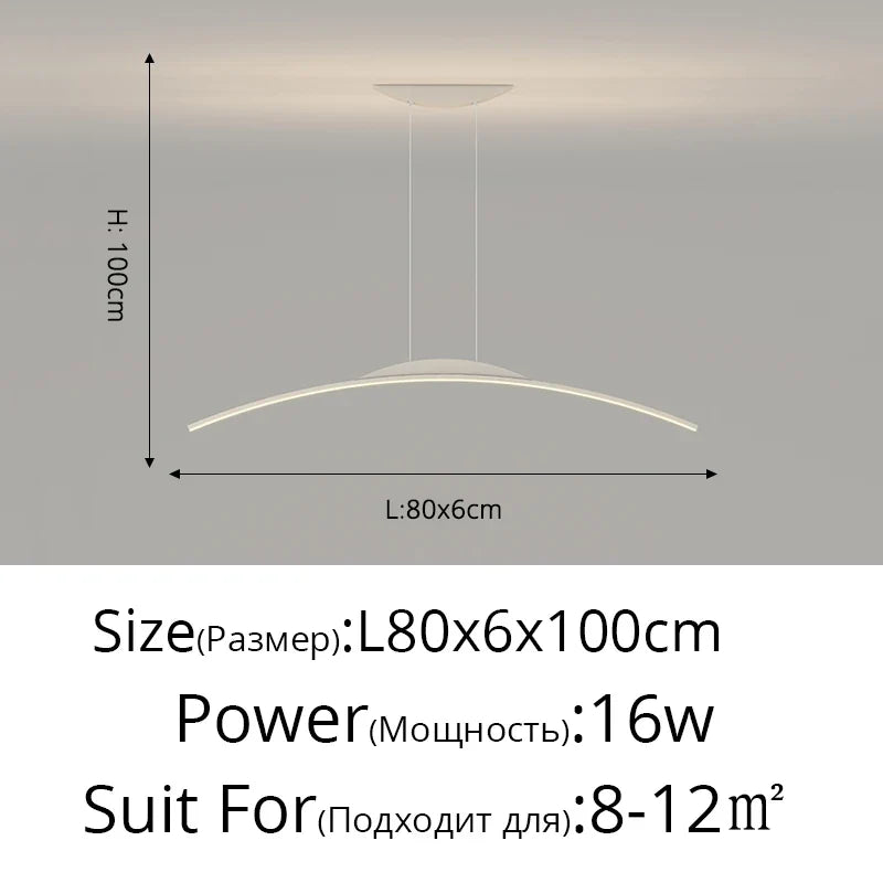 Lustre long led minimaliste avec hauteur réglable