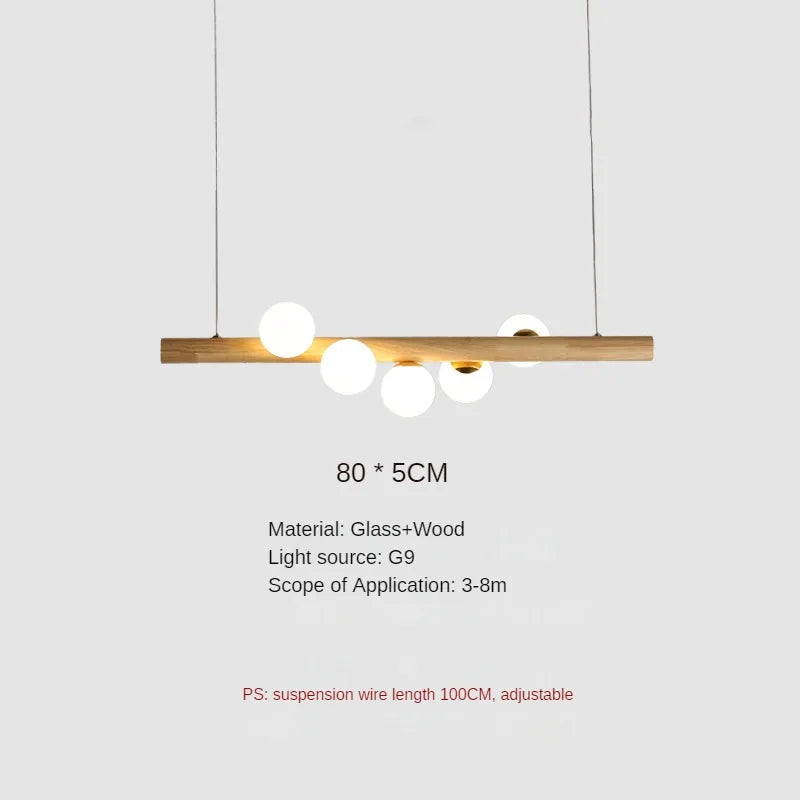 suspension moderne en bois et verre pour restaurant
