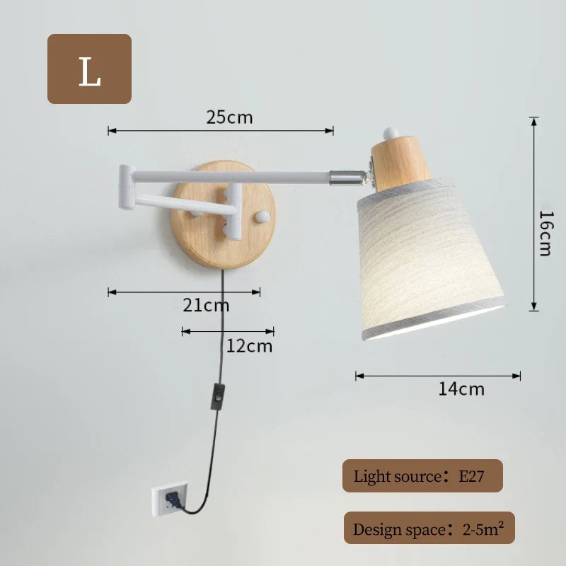 applique murale télescopique moderne lampe de lecture pliable minimaliste
