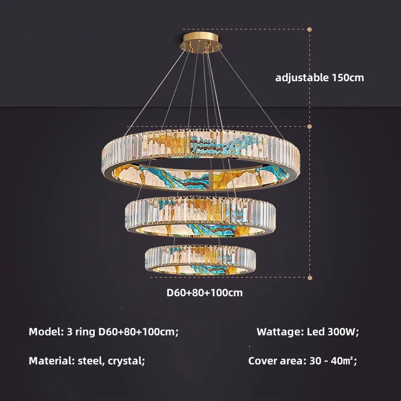 lustre led dimmable moderne en acier cercle décoratif
