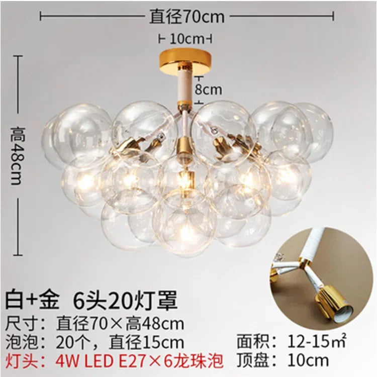 lustre moderne en verre à bulles pour décoration intérieure