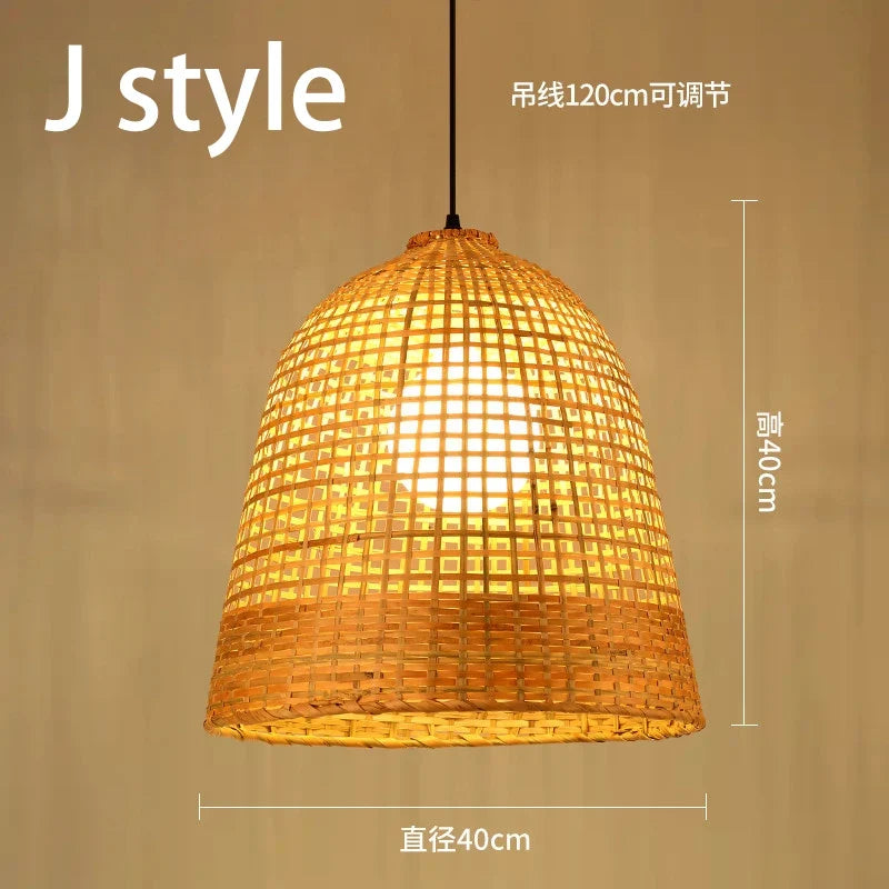 lustre style chinois fait main en bambou tissage pastoral vintage