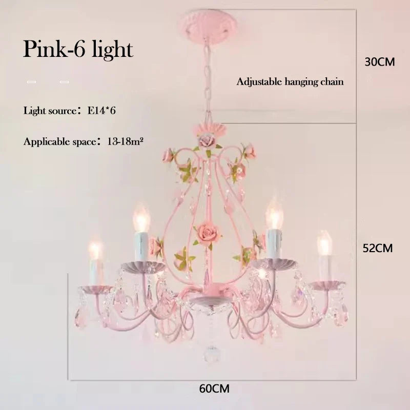 lustre en cristal bouquet floral style pastoral pour chambre d'enfant