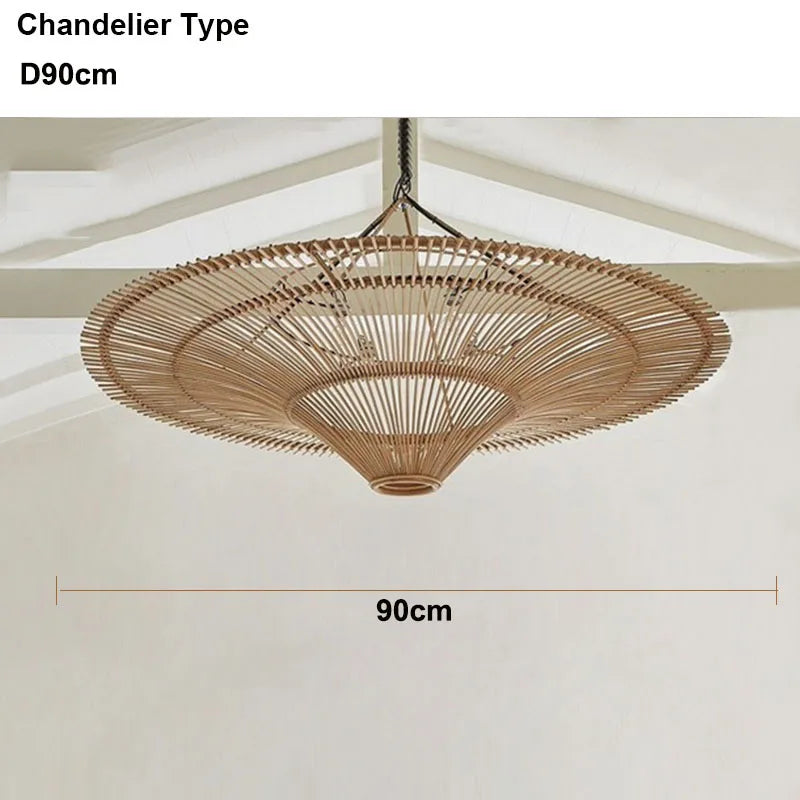 Lustre nordique en rotin parapluie moderne